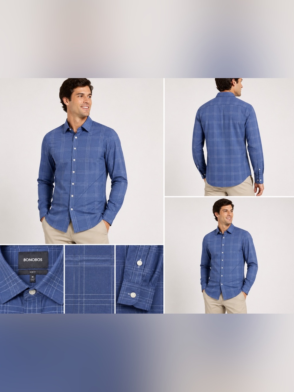 Bonobos Men's Blue Windowpane Button-Down Shirt
